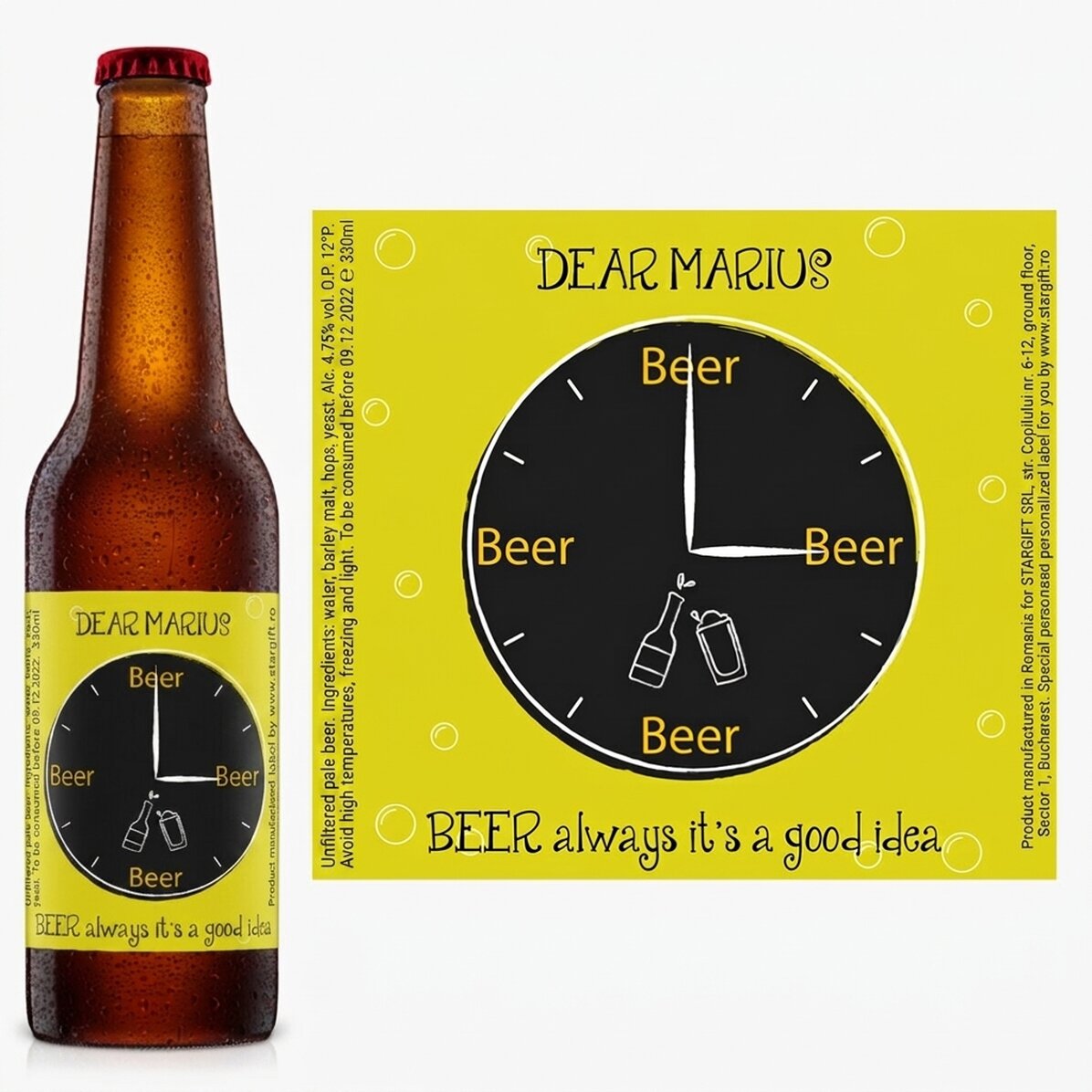 Personalised beer with text - Beer is always a good idea