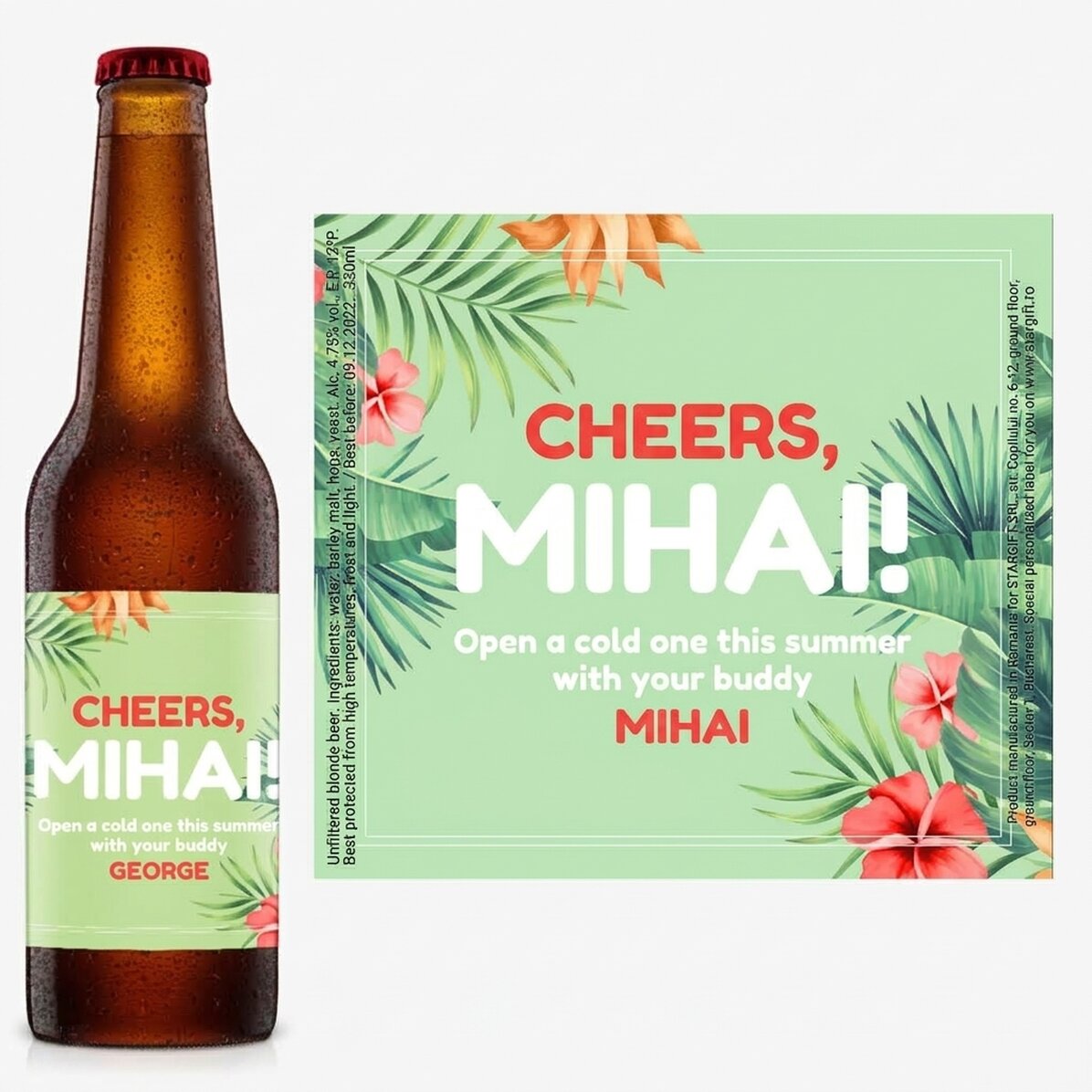 Personalised beer with text - Hibiscus