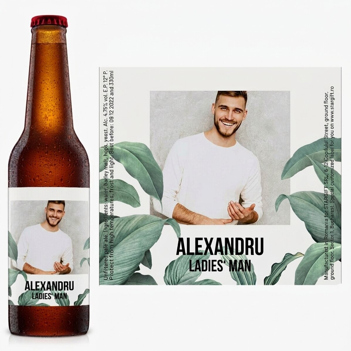 Personalised beer with photo and text - Folliage