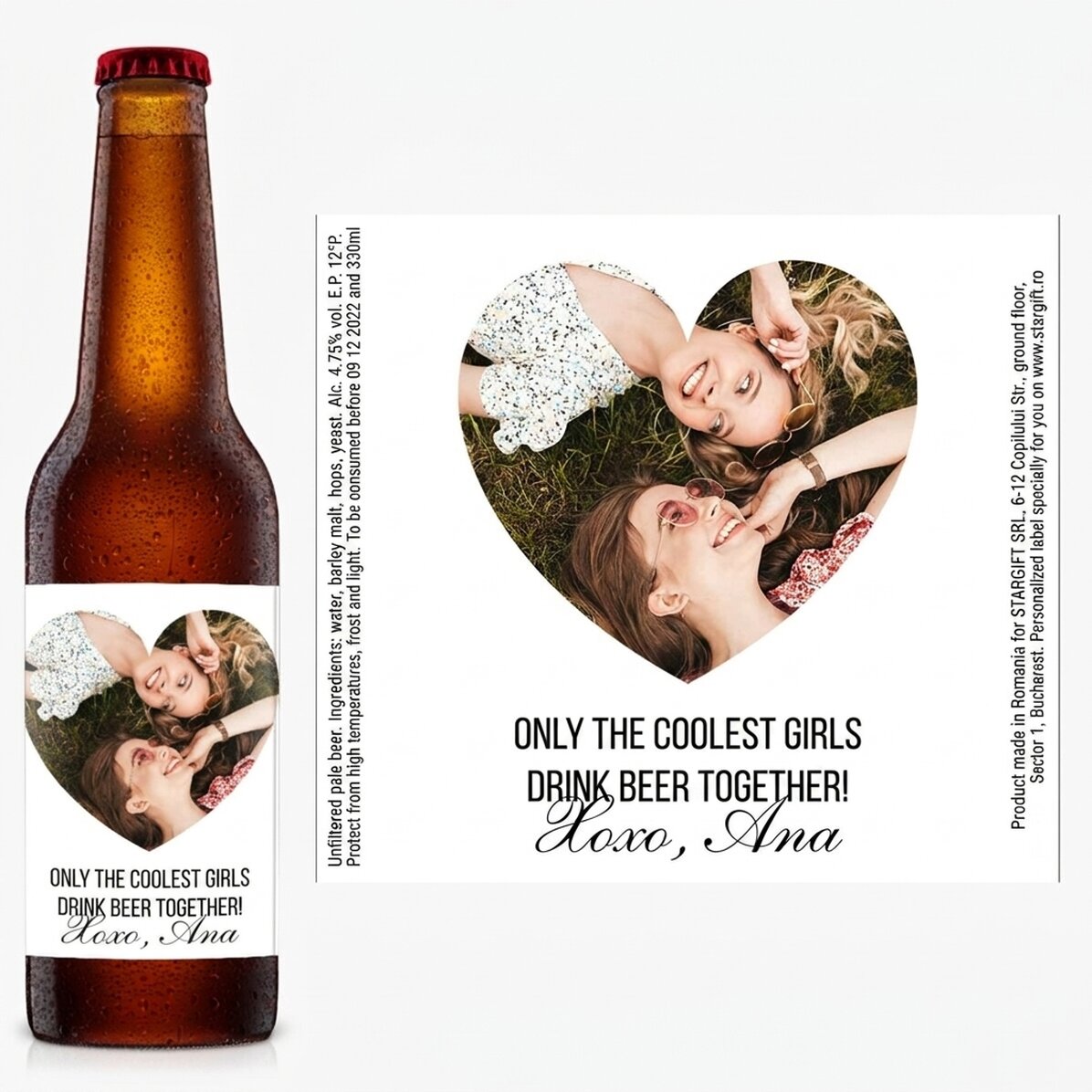 Personalised beer with photo and text - Love