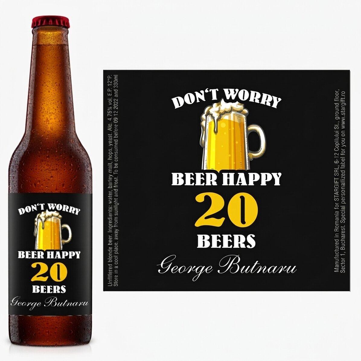 Personalised beer with text - Beer happy!