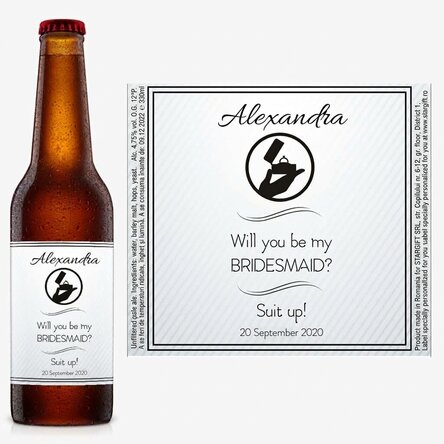 Personalised beer with text - Will you be my bridesmaid?