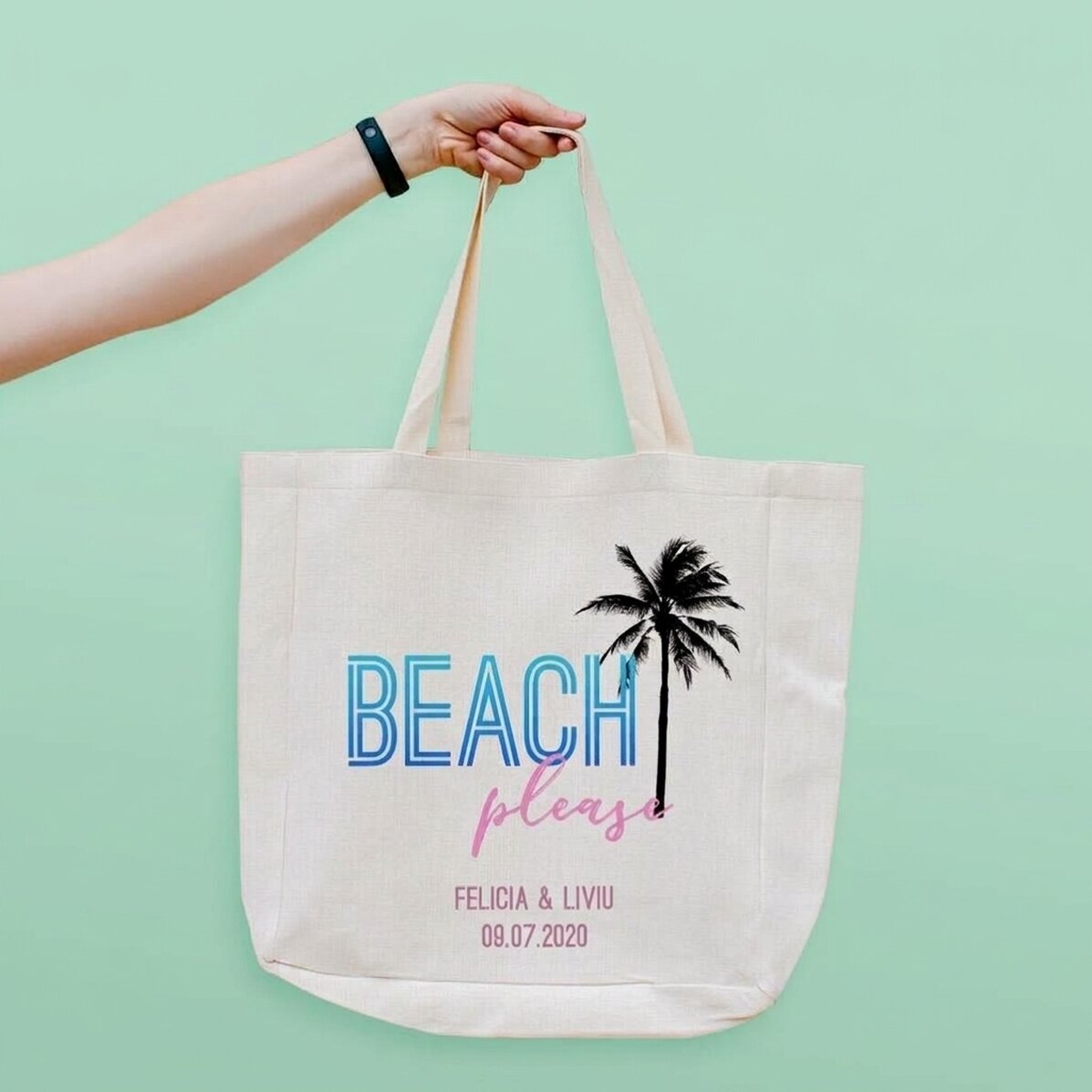 Personalised beach bag with text - Beach please
