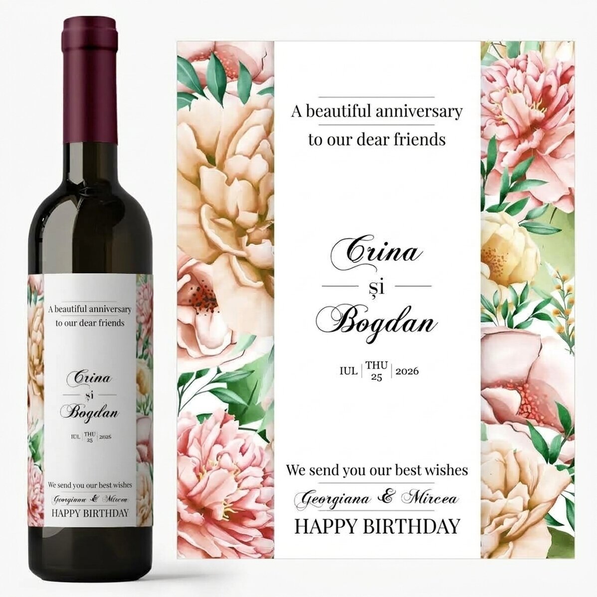 Personalised wine with text - Happy Anniversary