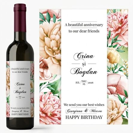 Personalised wine with text - Happy Anniversary