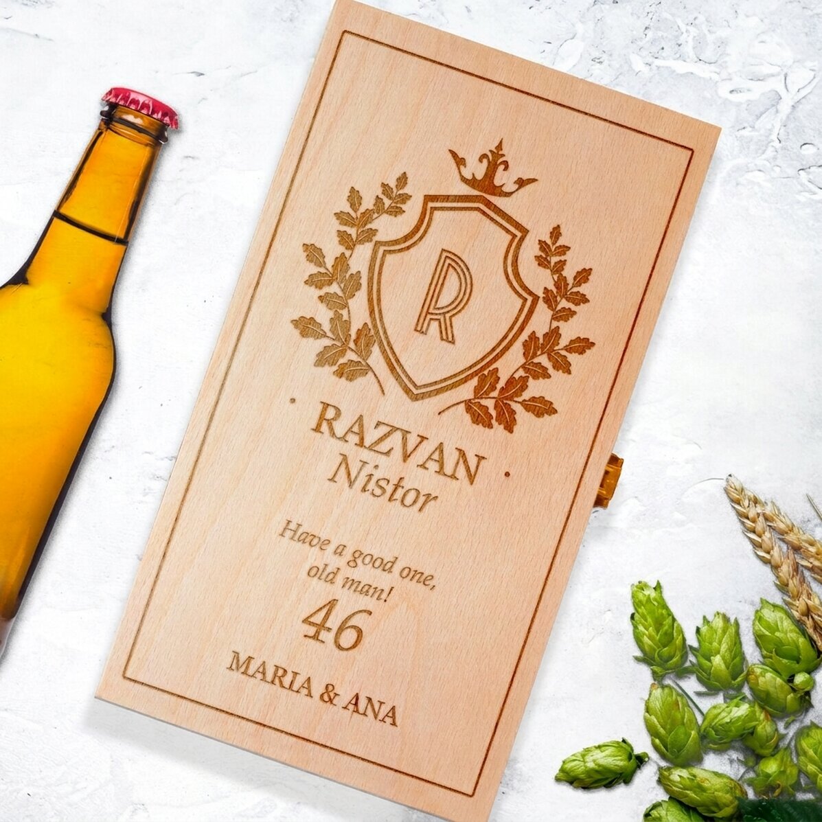 Personalised beer box for three bottles - Coat of arms