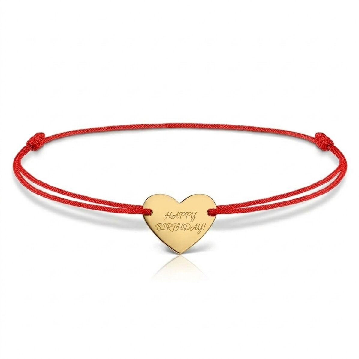 Personalised cord bracelet - heart 12x10 mm - 14K gold - initial model 5