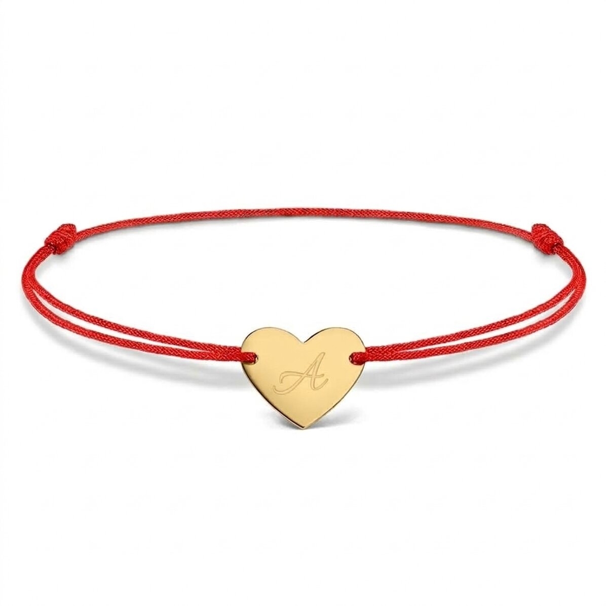 Personalised cord bracelet - heart 12x10 mm - 925 silver - initial model 5