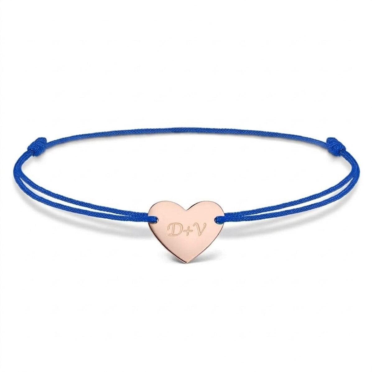 Personalised cord bracelet - heart 12x10 mm - 925 silver - You and Me model 3