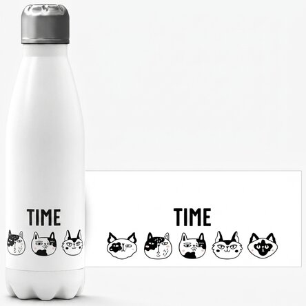 Thermos with white base personalised with name - Cats