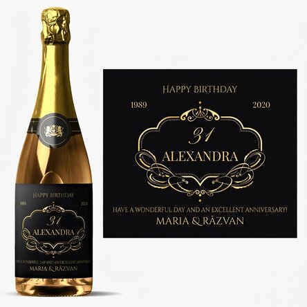 Personalised sparkling wine with text - Elegant