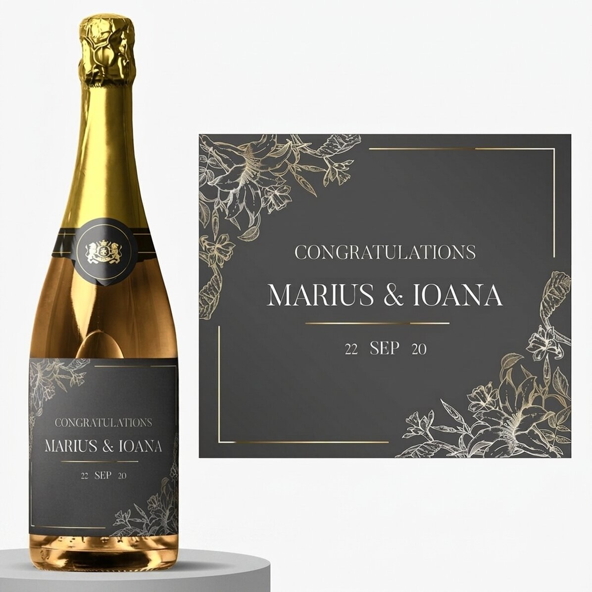Personalised sparkling wine with text - Casa de piatra