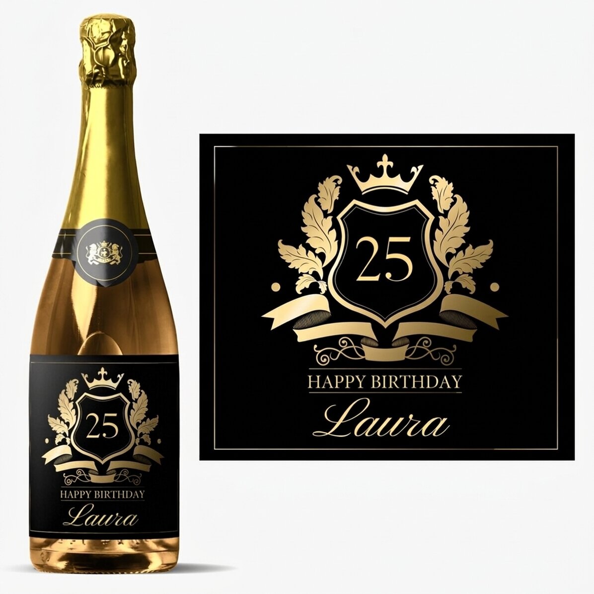 Personalised sparkling wine with text - Royalty