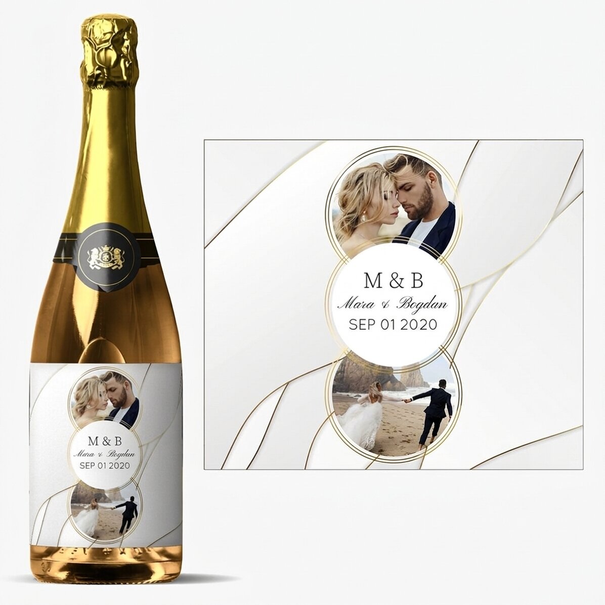 Personalised sparkling wine with photo and text - Together