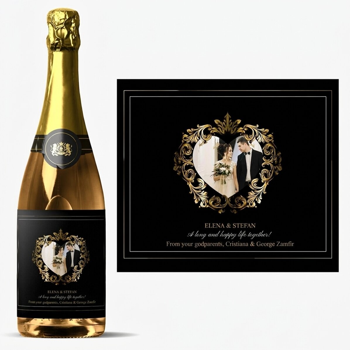 Personalised sparkling wine with photo and text - Stone House