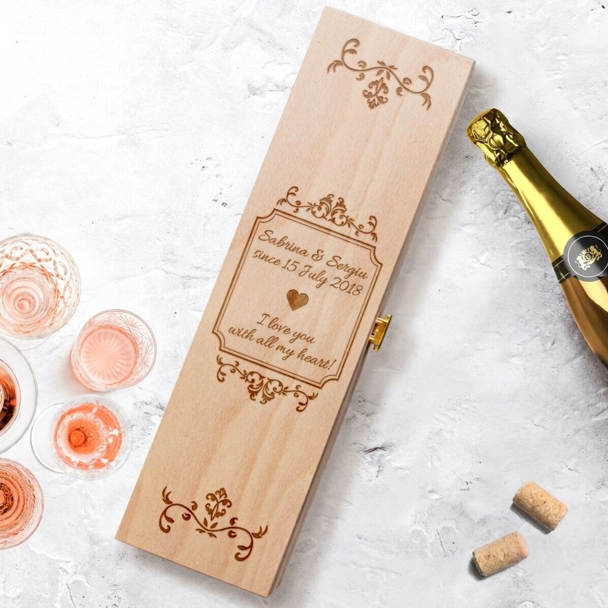 Personalised sparkling wine box - Elegant model
