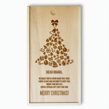 Personalised wooden gift box - Christmas tree