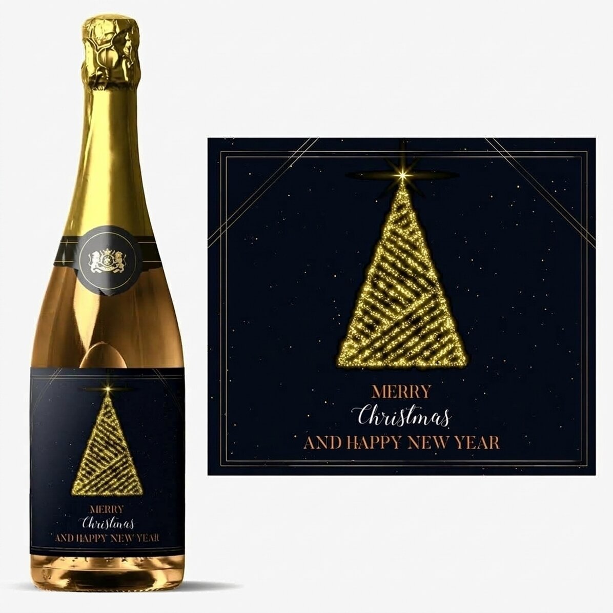 Personalised sparkling wine with text - Christmas Tree