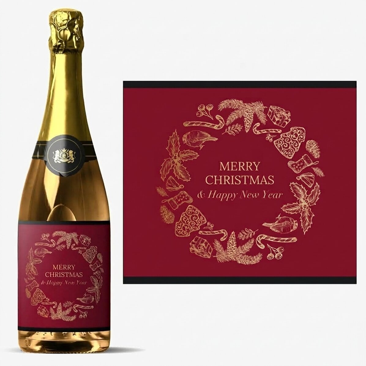 Personalised sparkling wine with text - Christmas Spirit