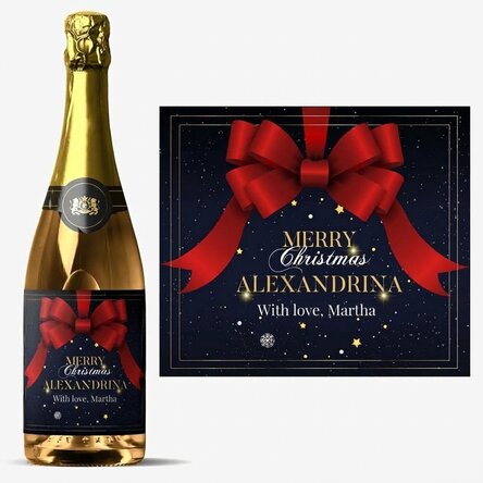 Personalised sparkling wine with text - Glamorous Christmas