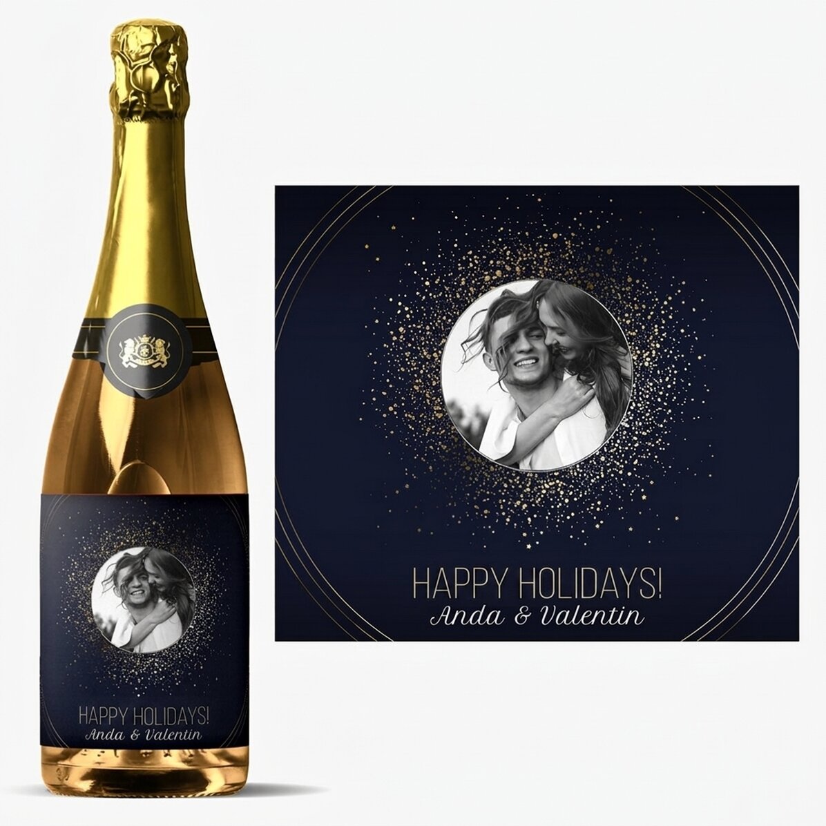 Personalised sparkling wine with text and photo - Sparks of Joy