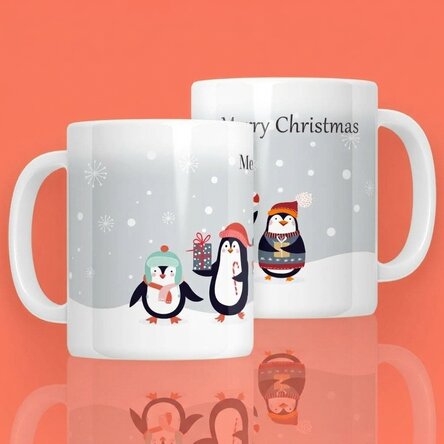 Personalised mug with text - Penguins