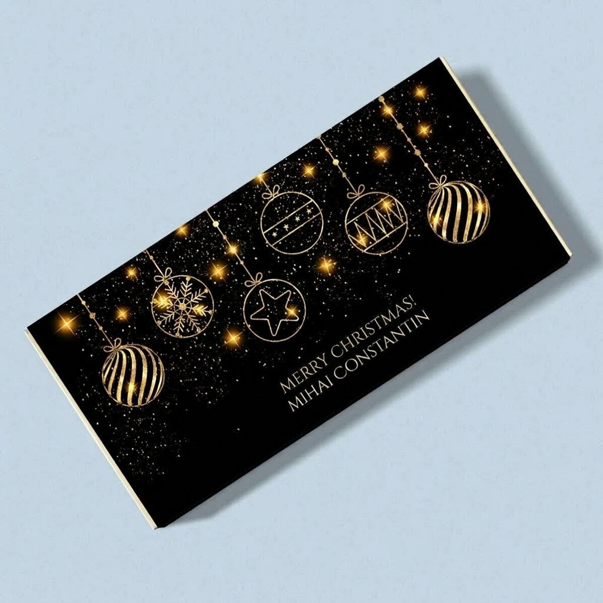 Personalised chocolate with name and message - Gold Christmas
