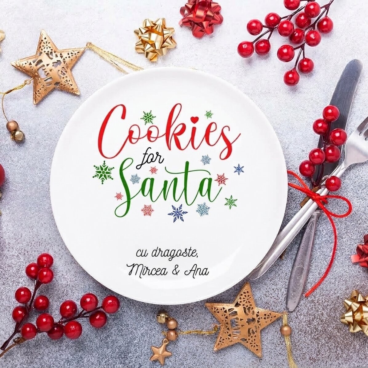 Personalised plate with text - Cookies for Santa