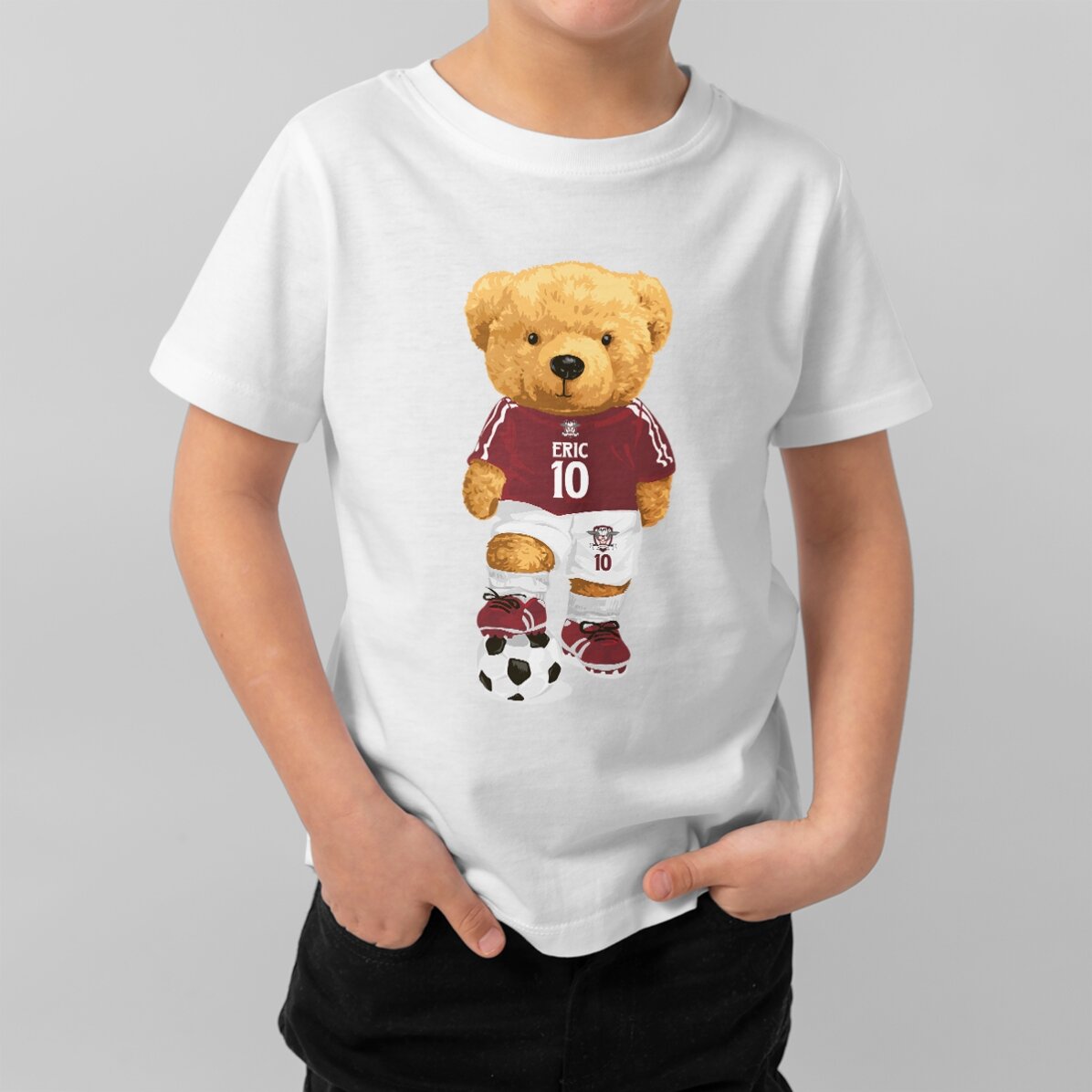 Tricou din bumbac pentru copii FC Rapid personalizat cu text - Ursulețul rapidist