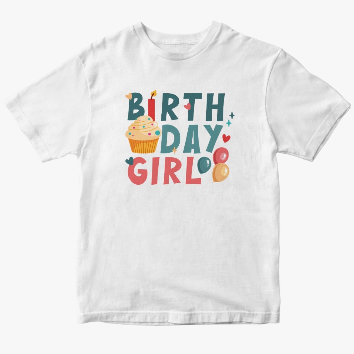 Personalised cotton T-shirt for children - Birthday Girl