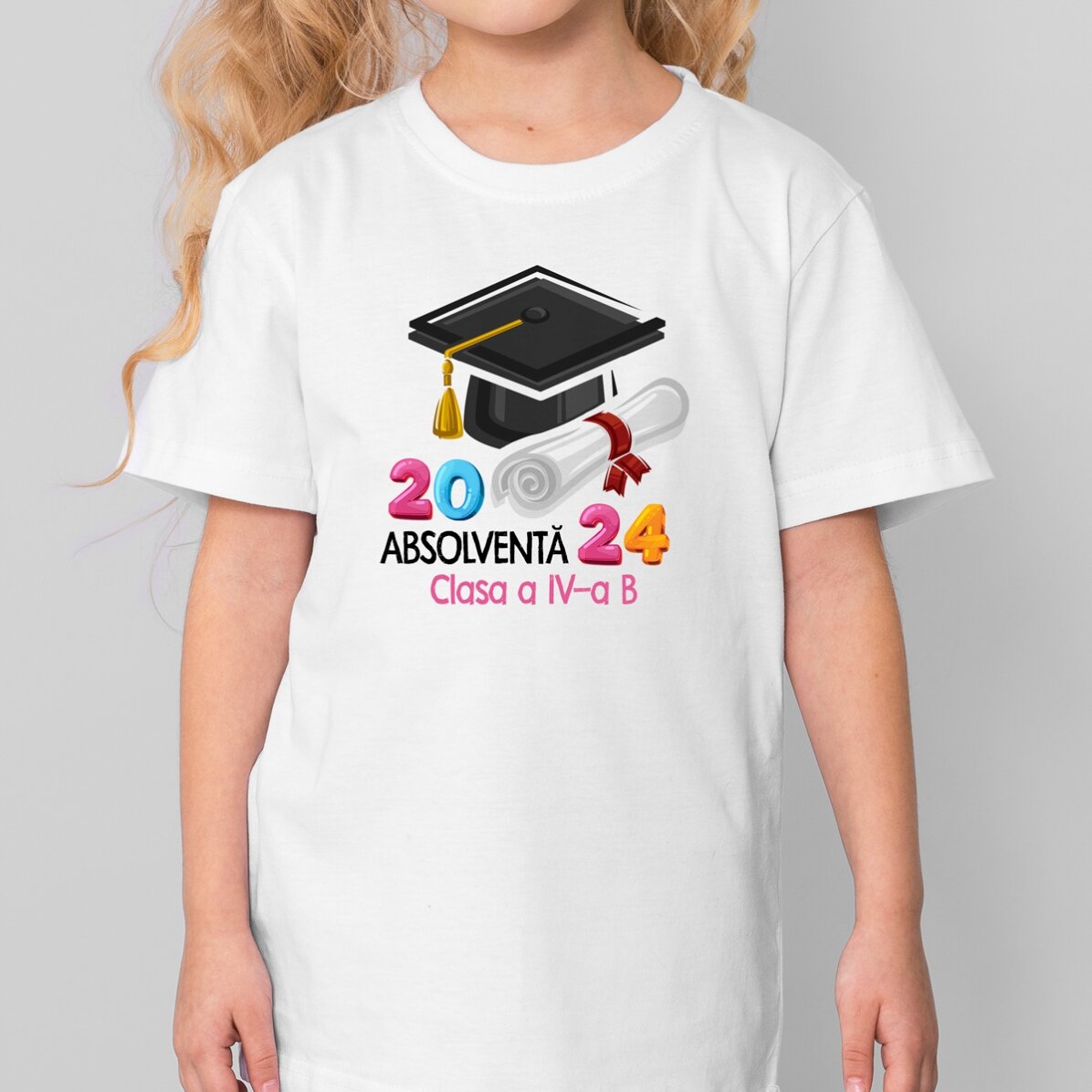 Tricou din bumbac pentru copii personalizat cu mesaj - Absolvent 