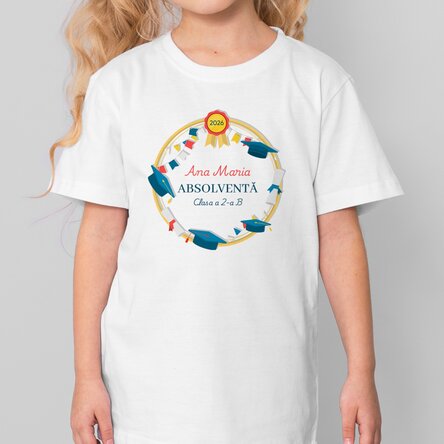 Personalised cotton T-shirt for children with message - Graduation
