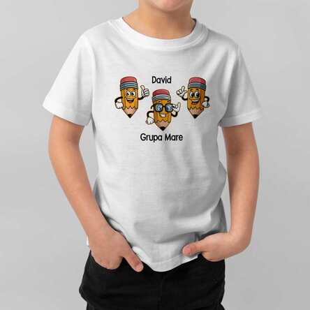 Tricou din bumbac pentru copii personalizat cu mesaj - Creioane