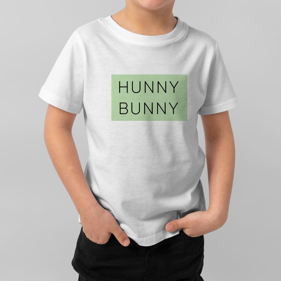 Tricou din bumbac pentru copii personalizat cu mesaj - Hunny Bunny