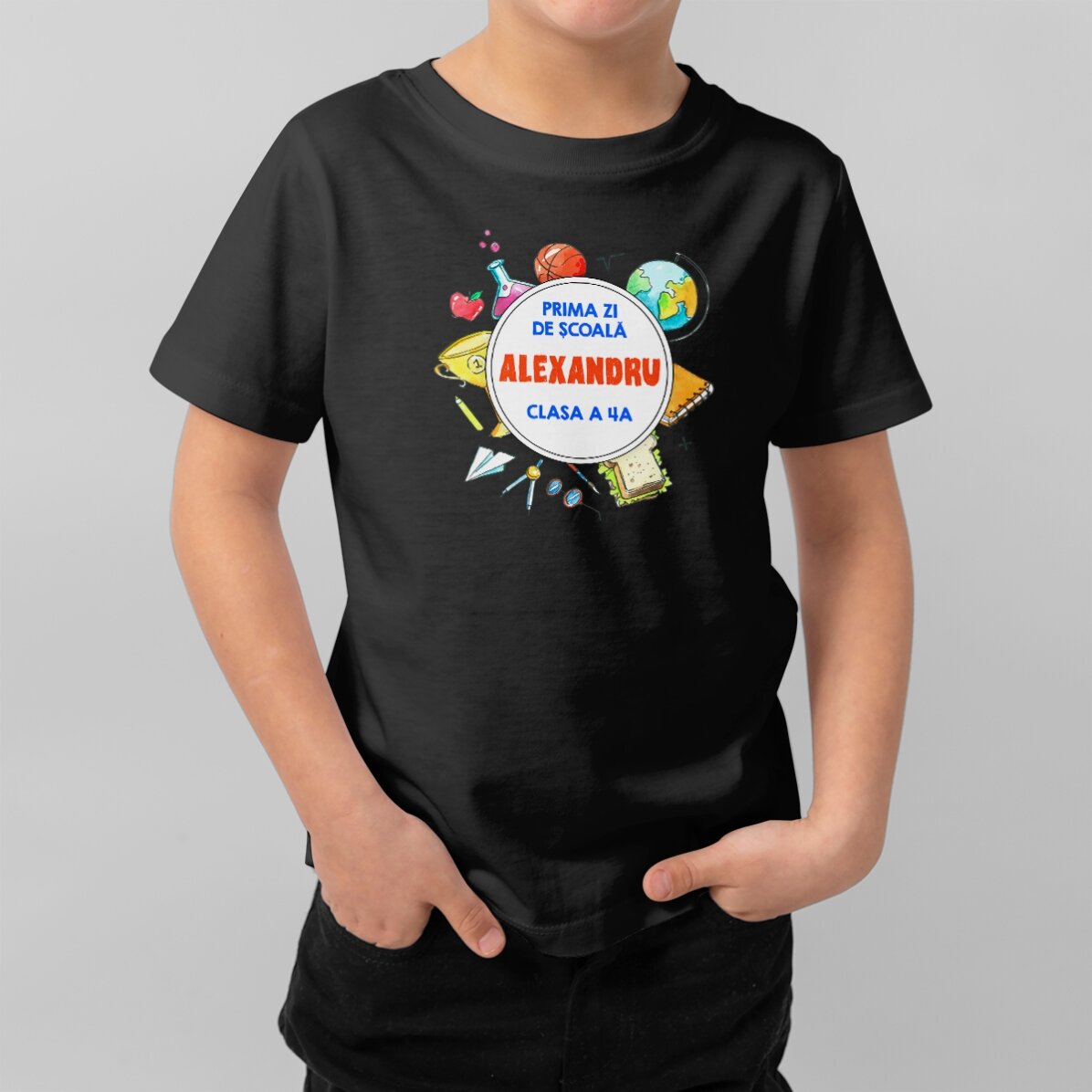 Tricou din bumbac pentru copii personalizat cu mesaj - Începutul școlii