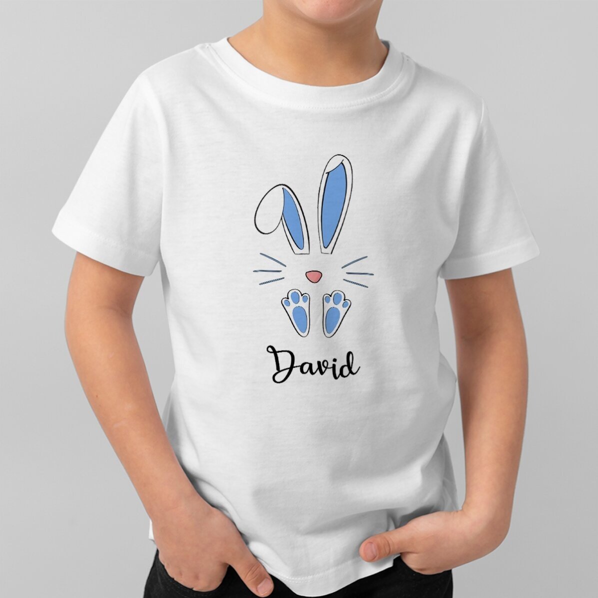 Tricou din bumbac pentru copii personalizat cu nume - Iepuraș de Paște