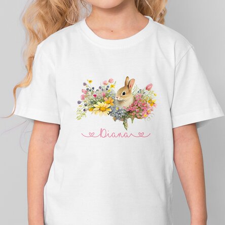 Tricou din bumbac pentru copii personalizat cu nume - Iepuraș