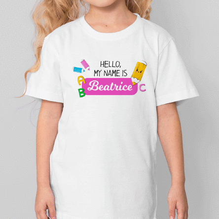 Personalised cotton T-shirt for children with their name on it - My name is