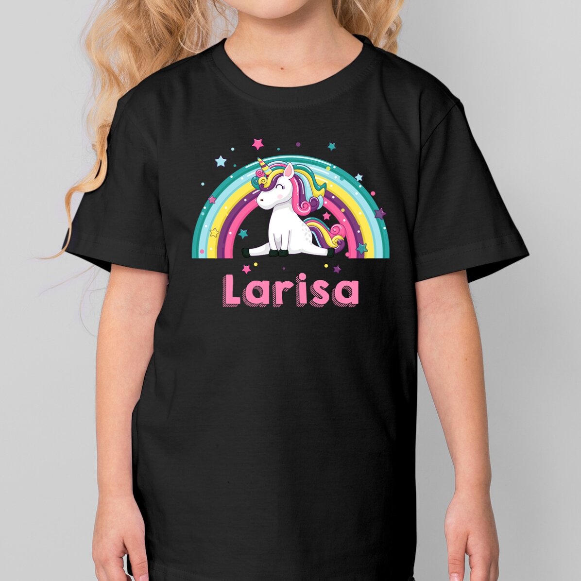 Personalised cotton T-shirt for children with name – Unicorn