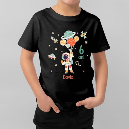 Tricou din bumbac pentru copii personalizat cu text - Astronaut