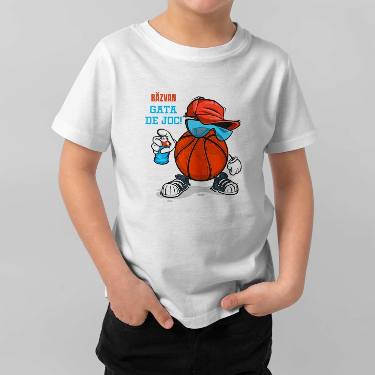 Tricou din bumbac pentru copii personalizat cu text - Basketball