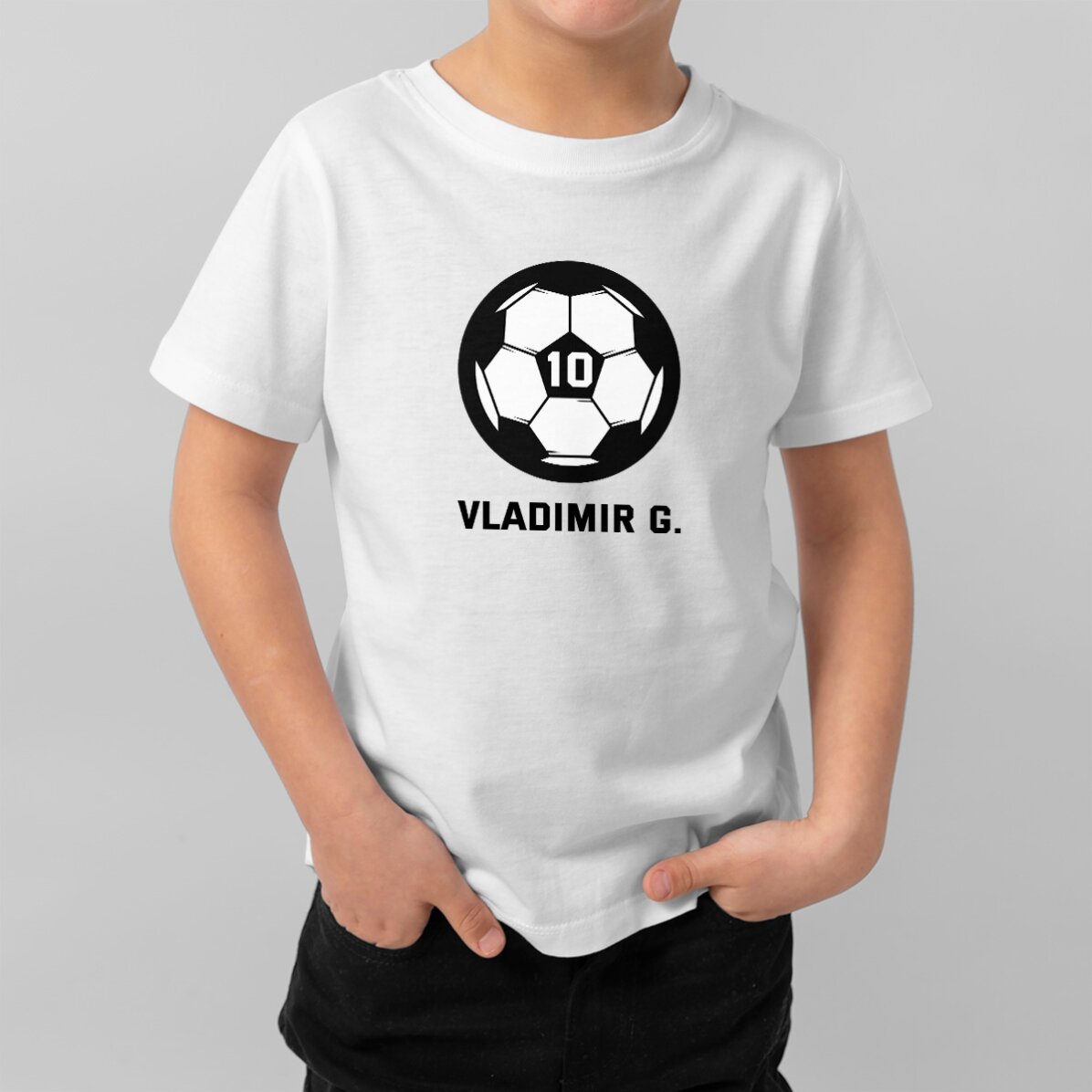 Tricou din bumbac pentru copii personalizat cu text - Fotbal