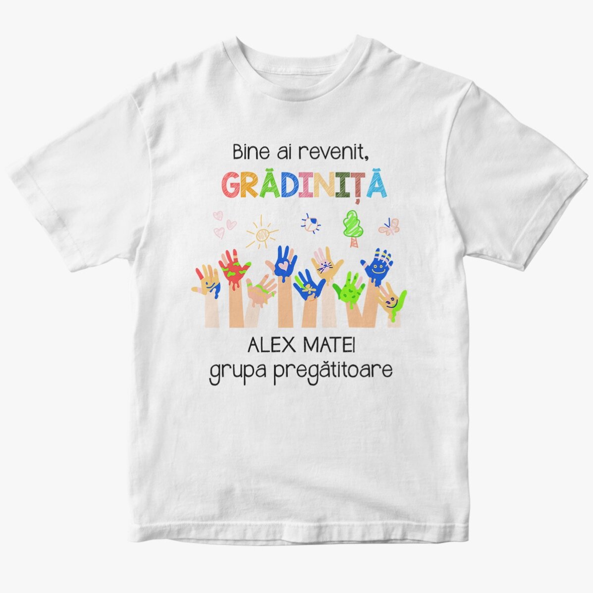 Personalised cotton T-shirt for children with text - Nursery
