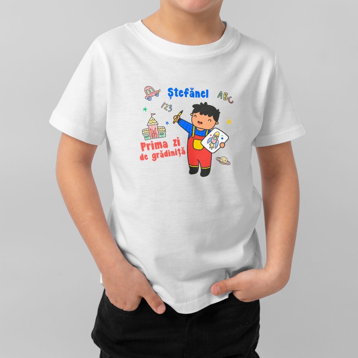 Tricou din bumbac pentru copii personalizat cu text - Little boy