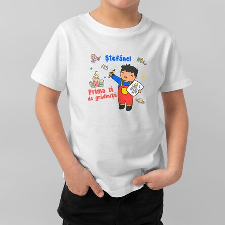 Tricou din bumbac pentru copii personalizat cu text - Little boy