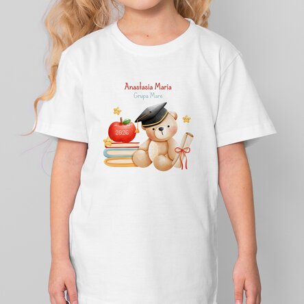Personalised cotton T-shirt for children with text - Graduate Bear