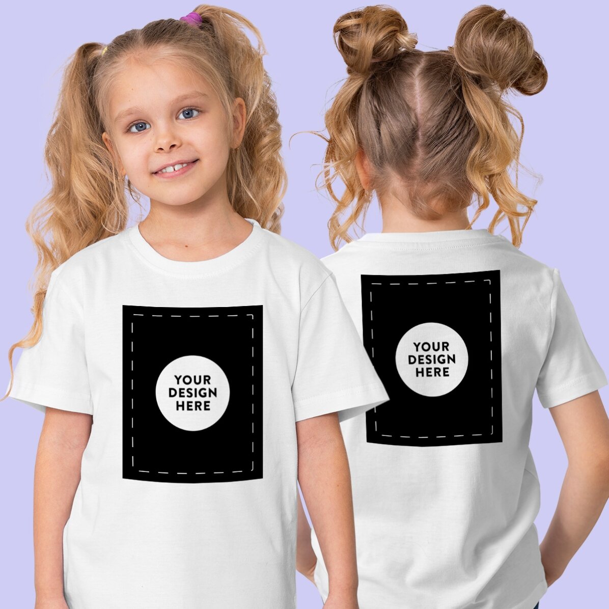 Personalised cotton T-shirt for children, front and back with your own design