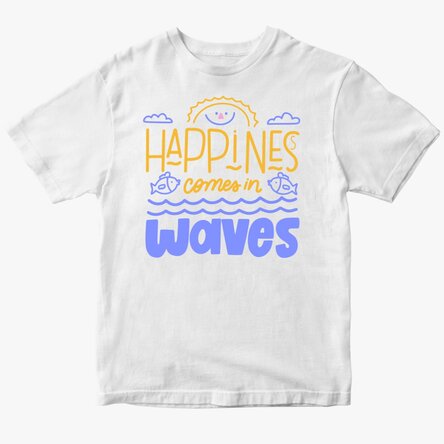 Tricou din bumbac pentru copii personalizat - Happiness comes in waves