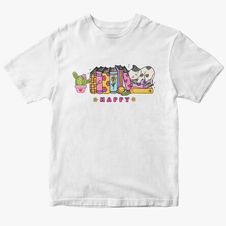 Tricou din bumbac pentru copii personalizat - Happy cat