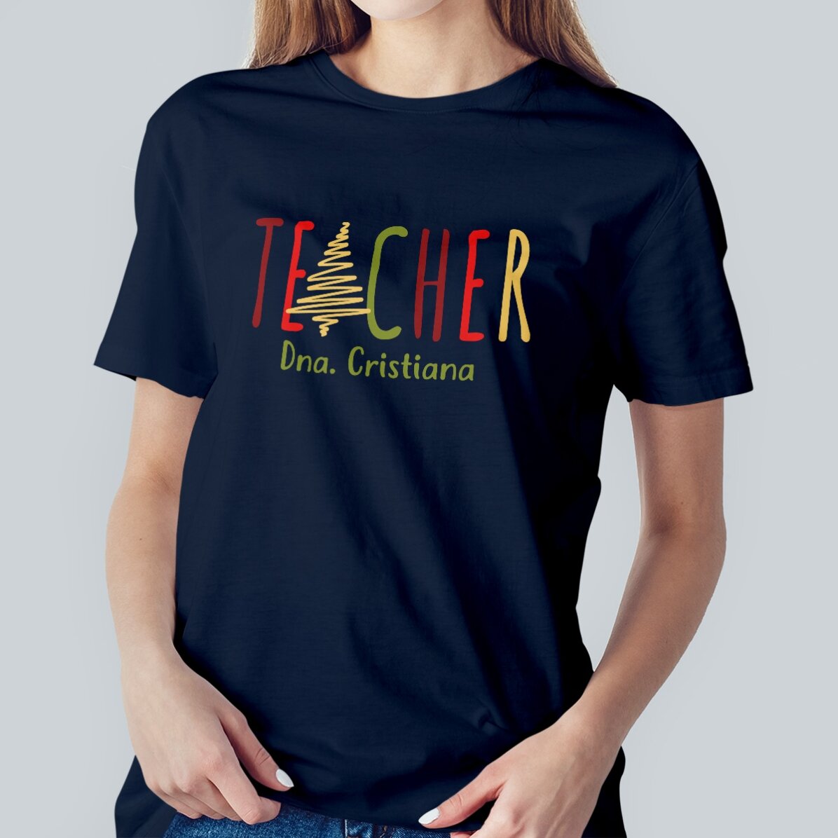 Tricou din bumbac personalizat cu nume - Christmas Teacher